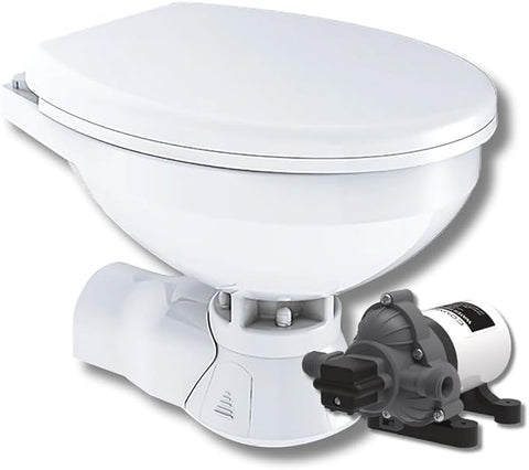 Commodore Quiet Flush Electric Toilet - Rear Macerator - Raw Water Pump - Regular Size [CM4RMT]