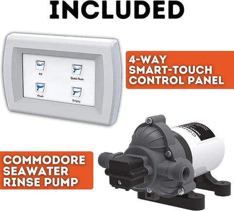 Commodore Deluxe Flush Electric Toilet - Raw Water Pump [CM6RMT]